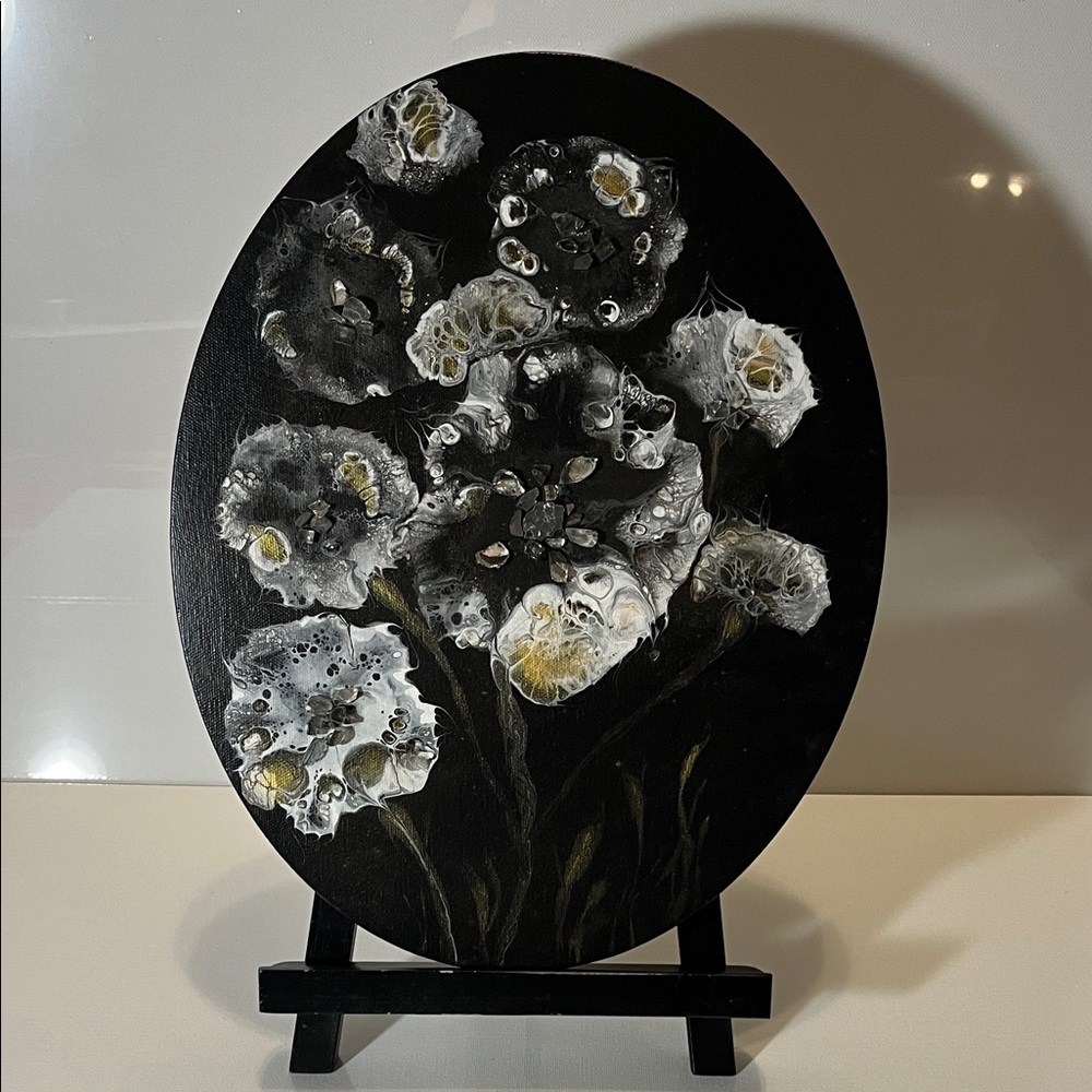 Elegant Black and White Floral Art Piece